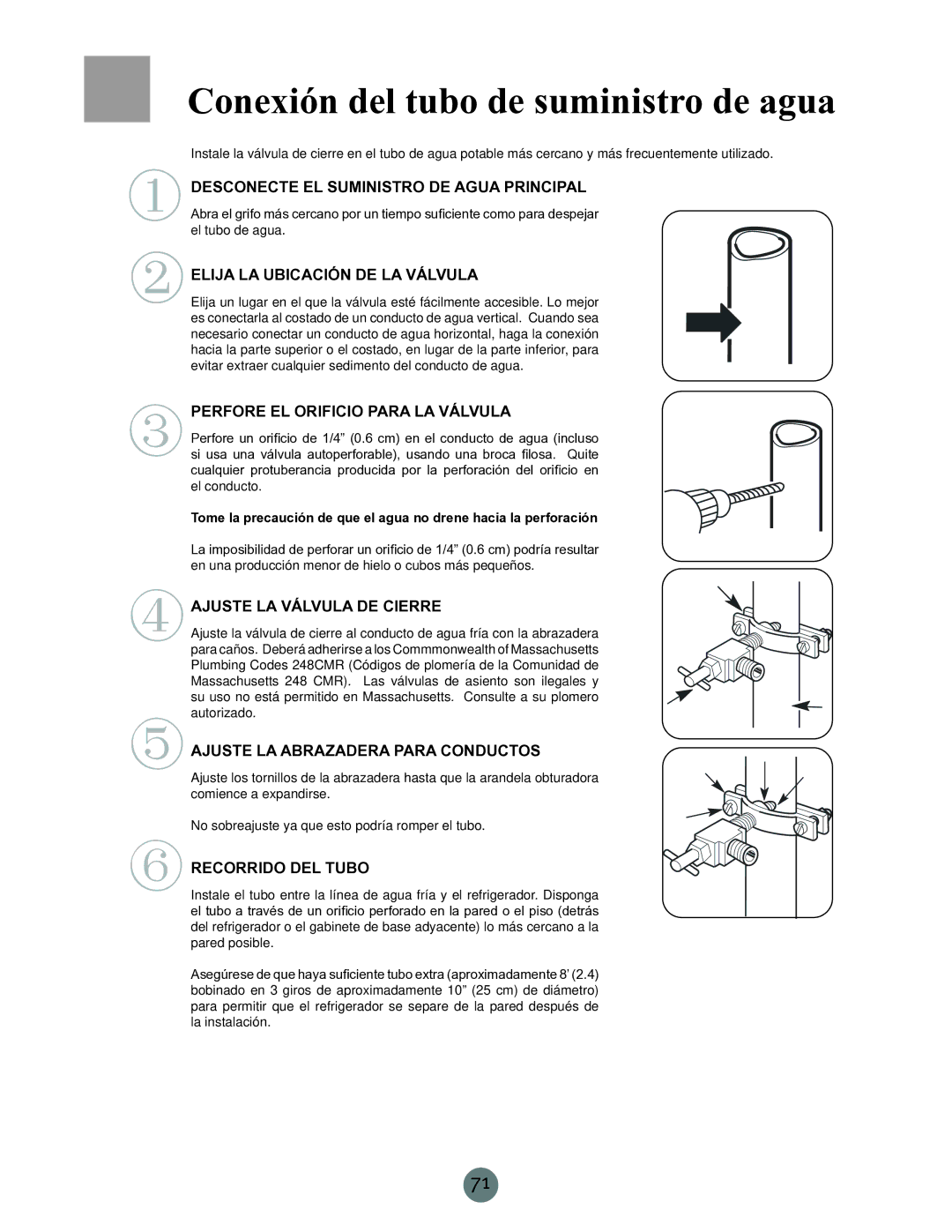 Haier PRCS25ED, PRCS25SD, RRCS25TD warranty Conexión del tubo de suministro de agua 