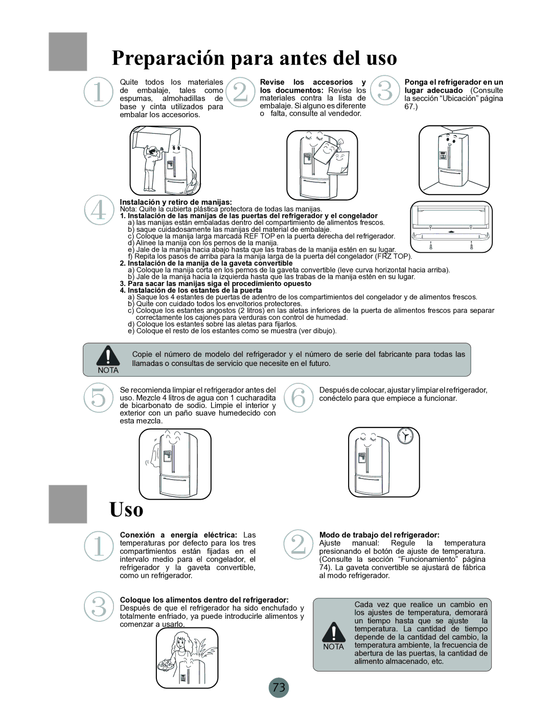 Haier RRCS25TD, PRCS25ED, PRCS25SD warranty Preparación para antes del uso, Uso 