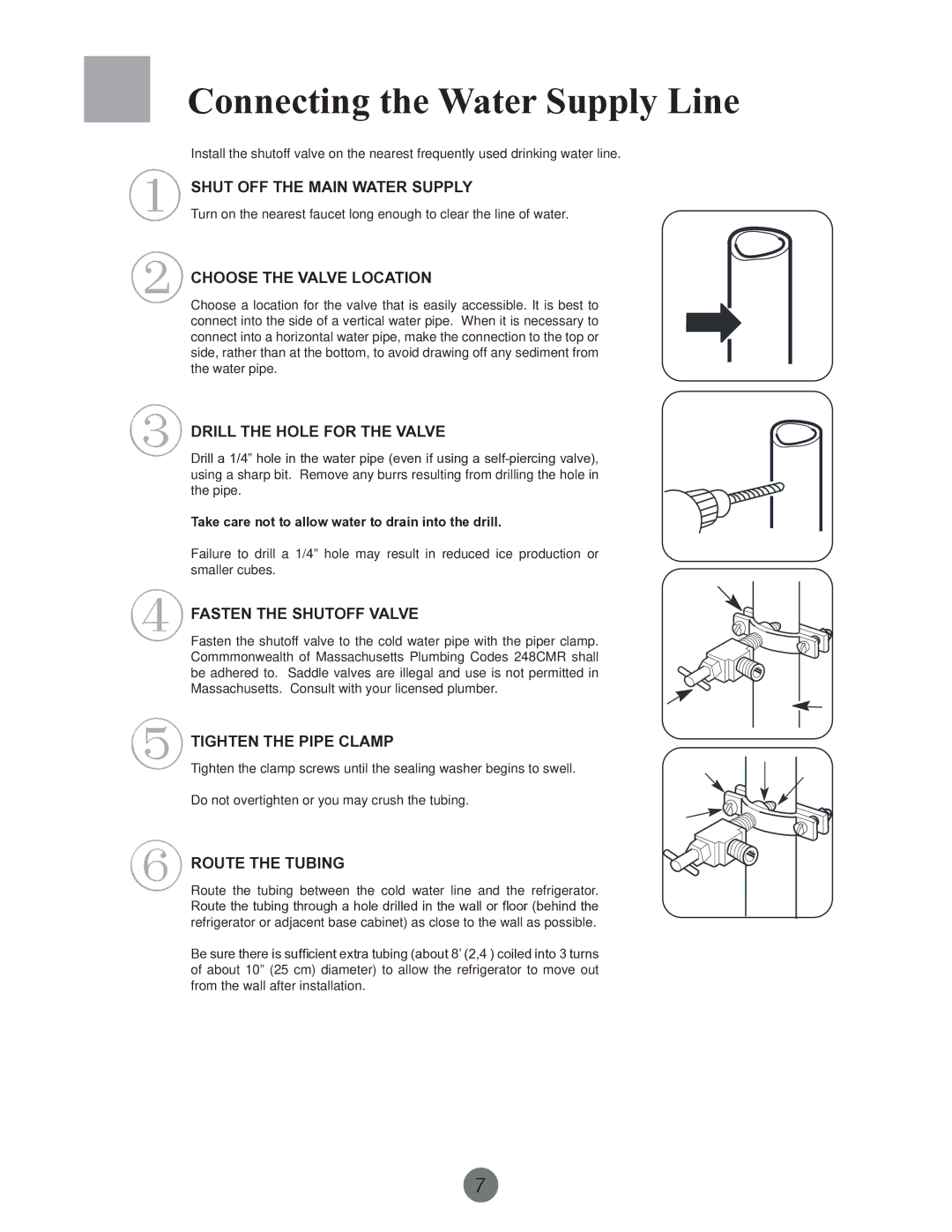 Haier PRCS25SD, PRCS25ED, RRCS25TD warranty Connecting the Water Supply Line 