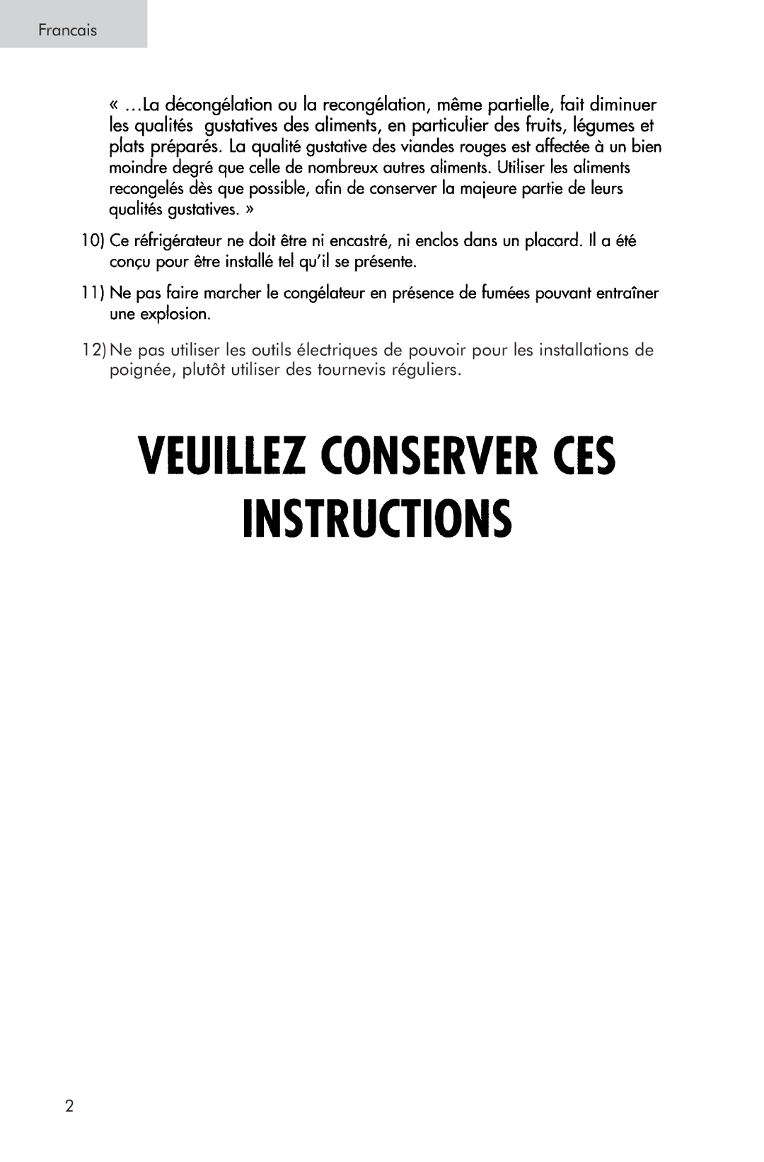 Haier PRTS, RRTG manual Francais 