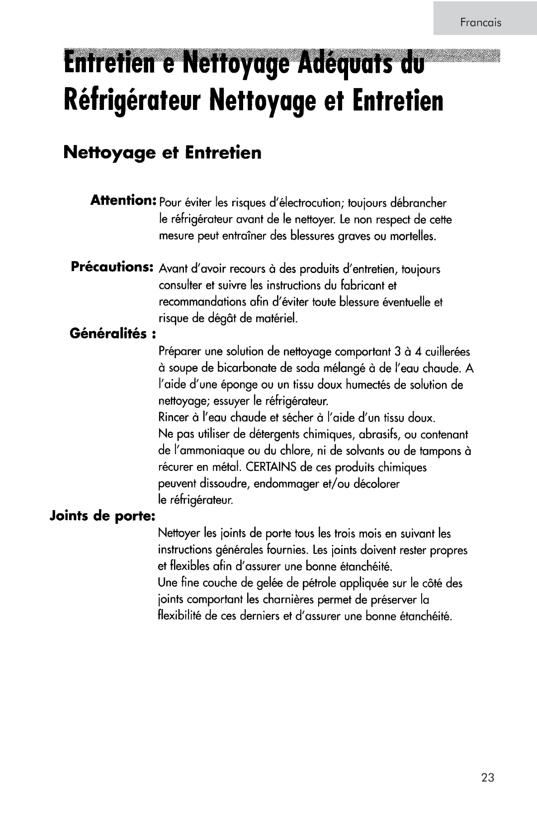 Haier RRTG, PRTS manual Francais 