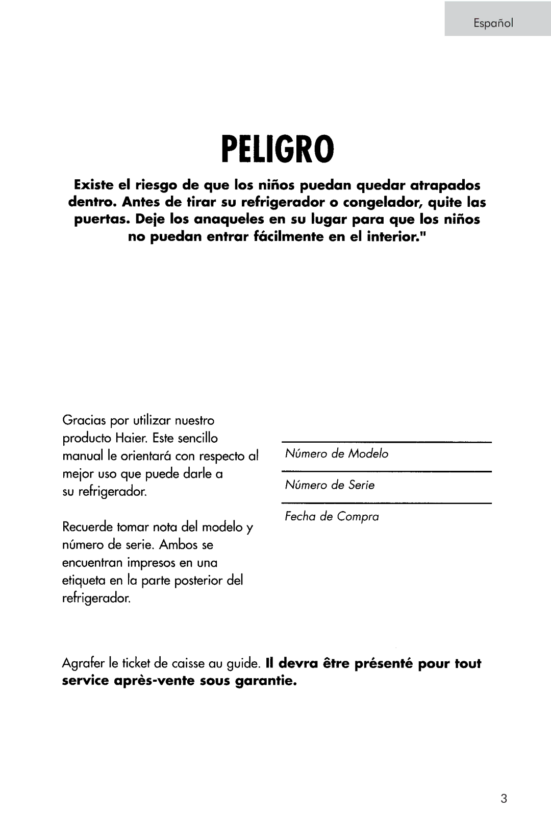 Haier PRTS, RRTG manual Español 