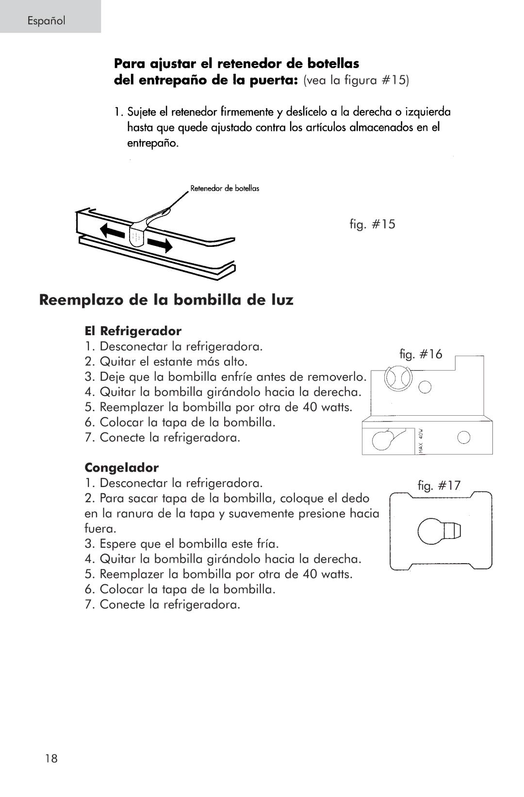 Haier RRTG, PRTS manual Reemplazo de la bombilla de luz 