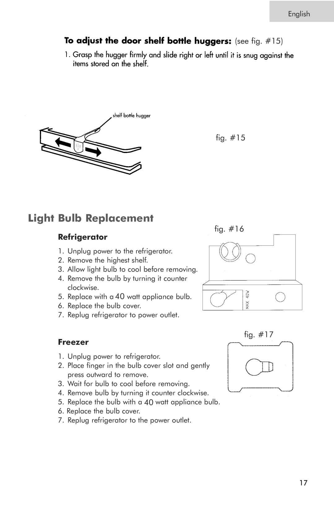Haier PRTS, RRTG manual Light Bulb Replacement, Refrigerator, Freezer 