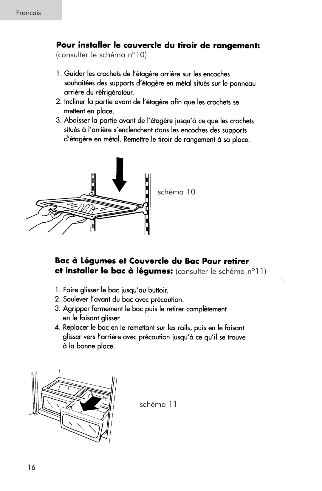 Haier PRTS, RRTG manual consulter le schéma nº10 schéma, consulter le schéma nº11 schéma, Francais 