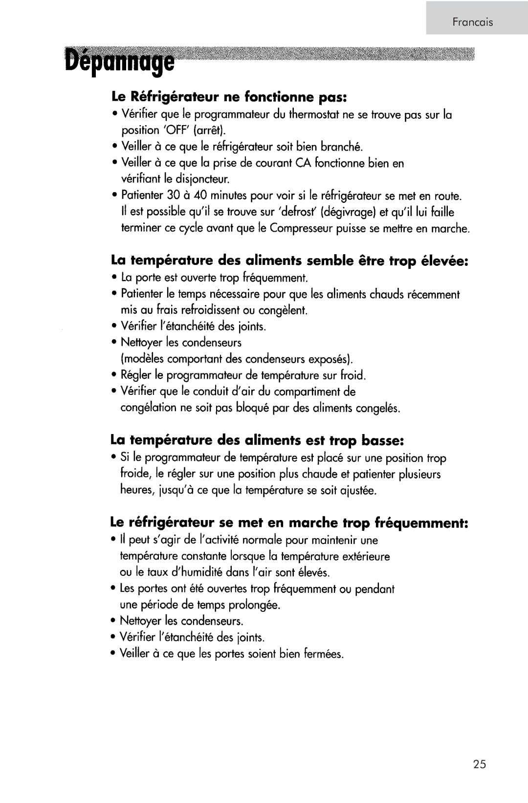 Haier HTA, RRTW, HRTS user manual Francais 