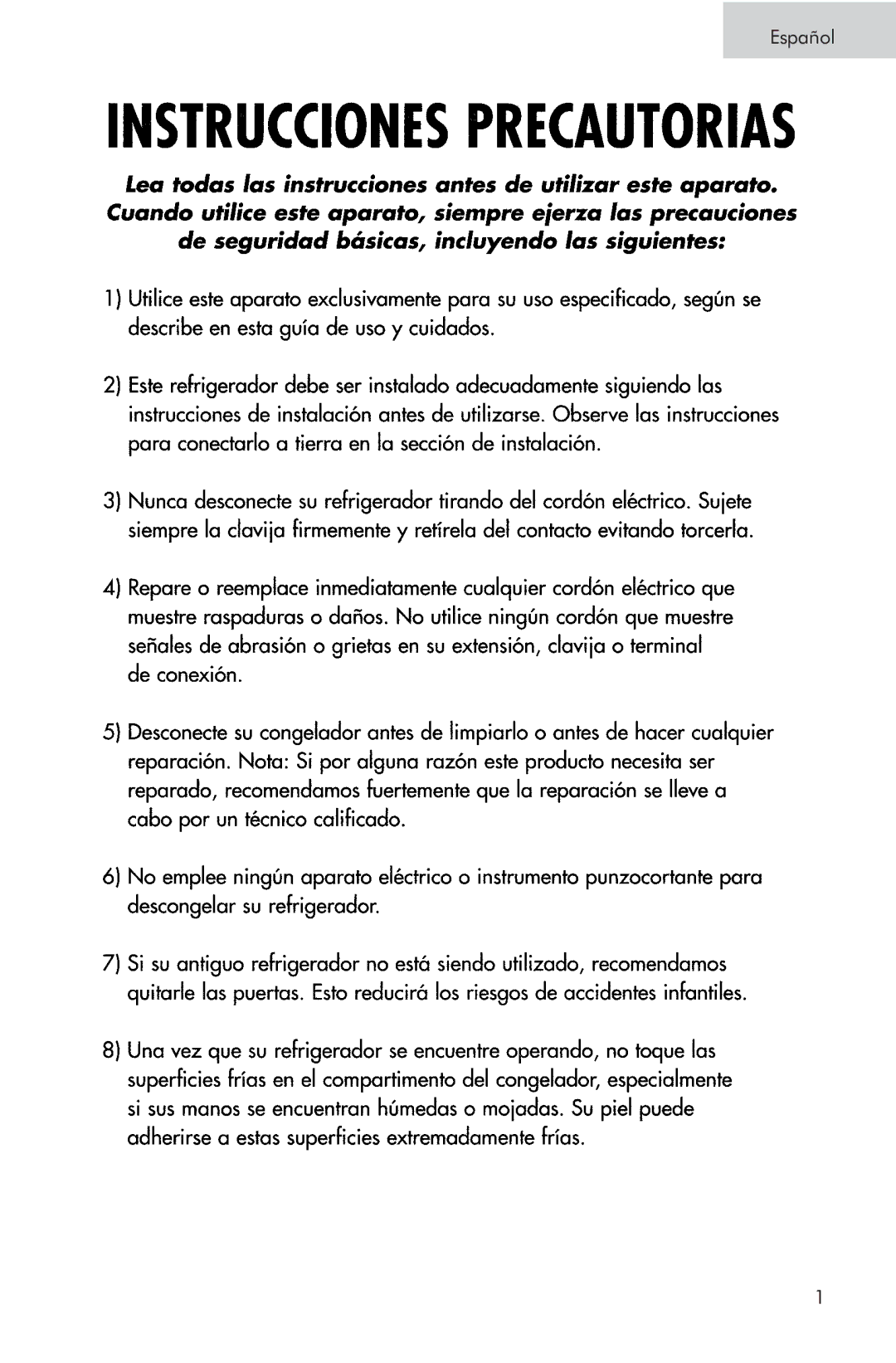 Haier HTA, RRTW, HRTS user manual Español 