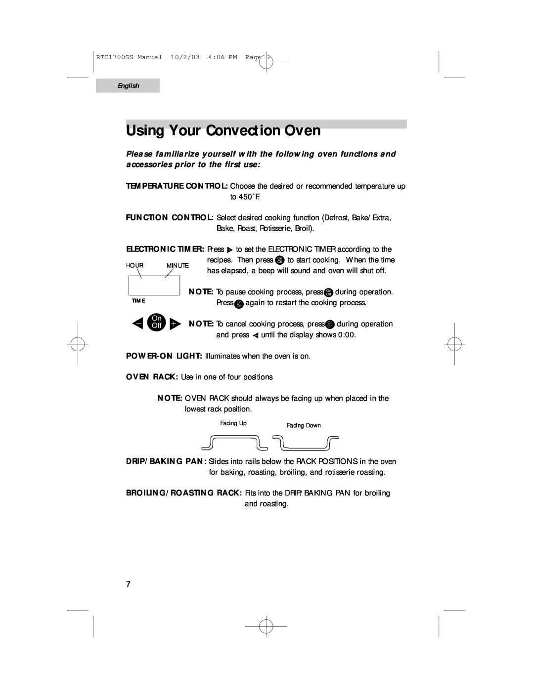 Haier RTC1700SS user manual Using Your Convection Oven, English 
