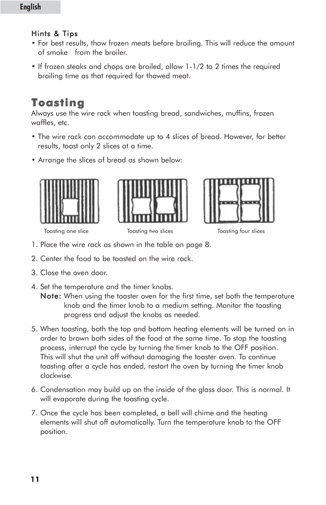 Haier RTO1400SS user manual Toasting 