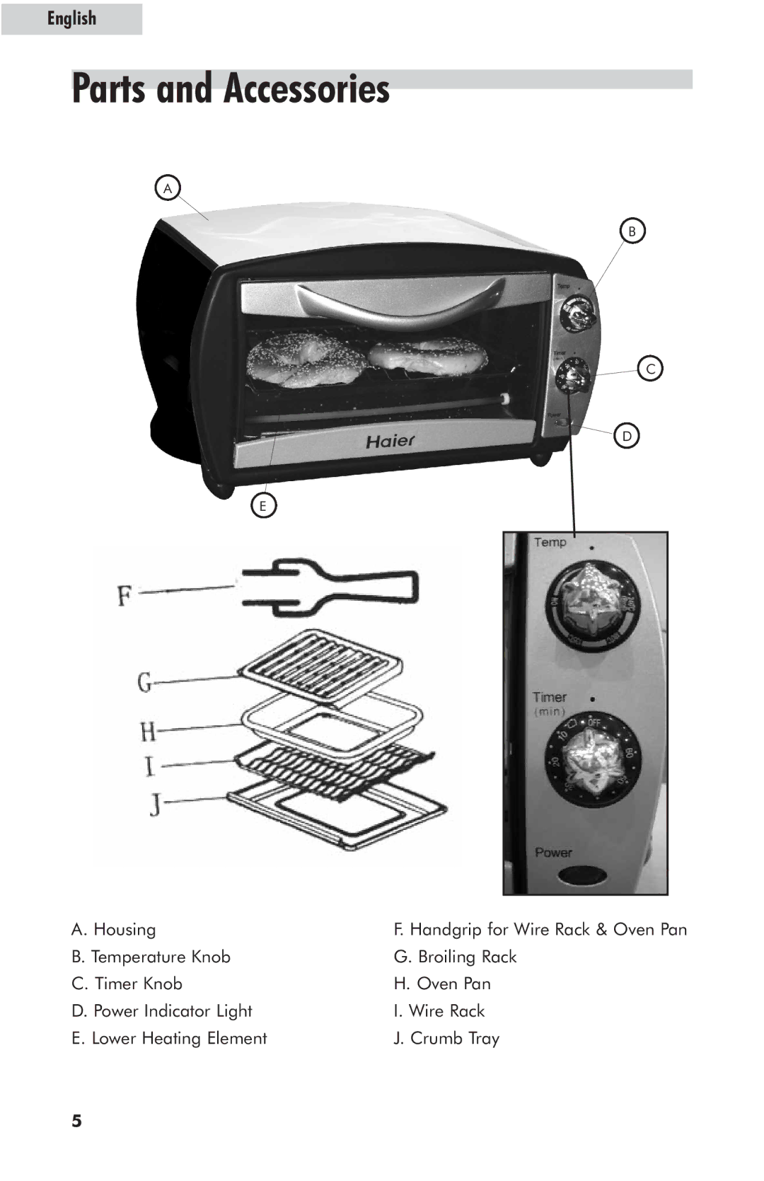 Haier RTO1400SS user manual Parts and Accessories 