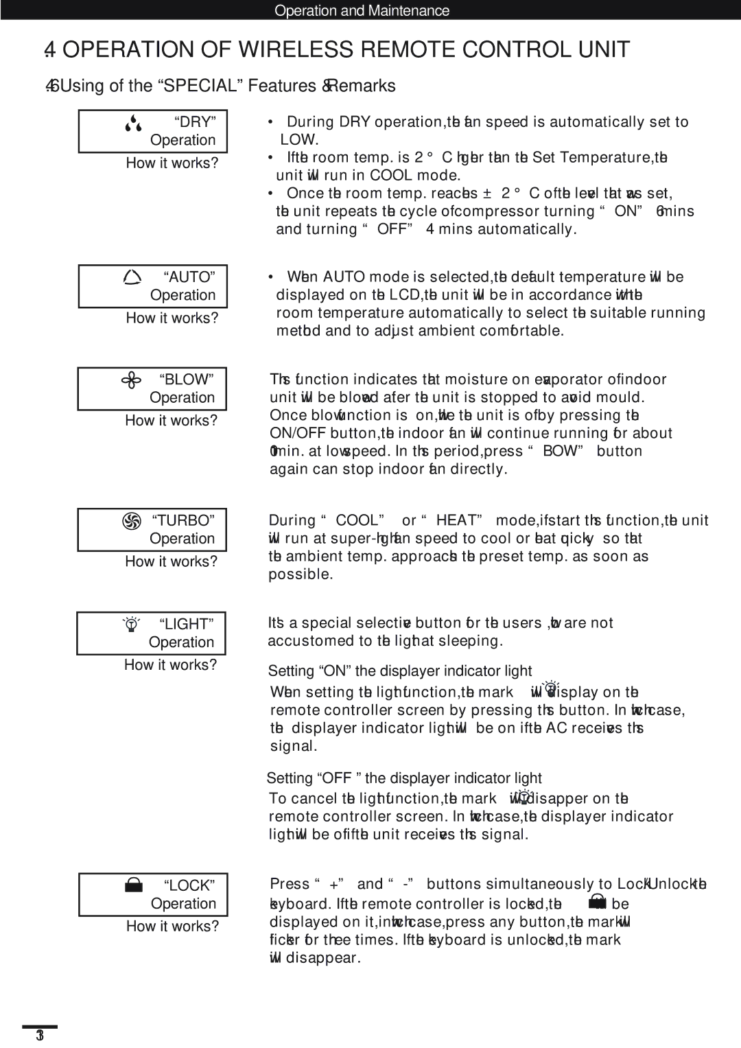 Haier KC18AGH, SAP-K18AM instruction manual Using of the Special Features & Remarks, DRY Operation How it works? 