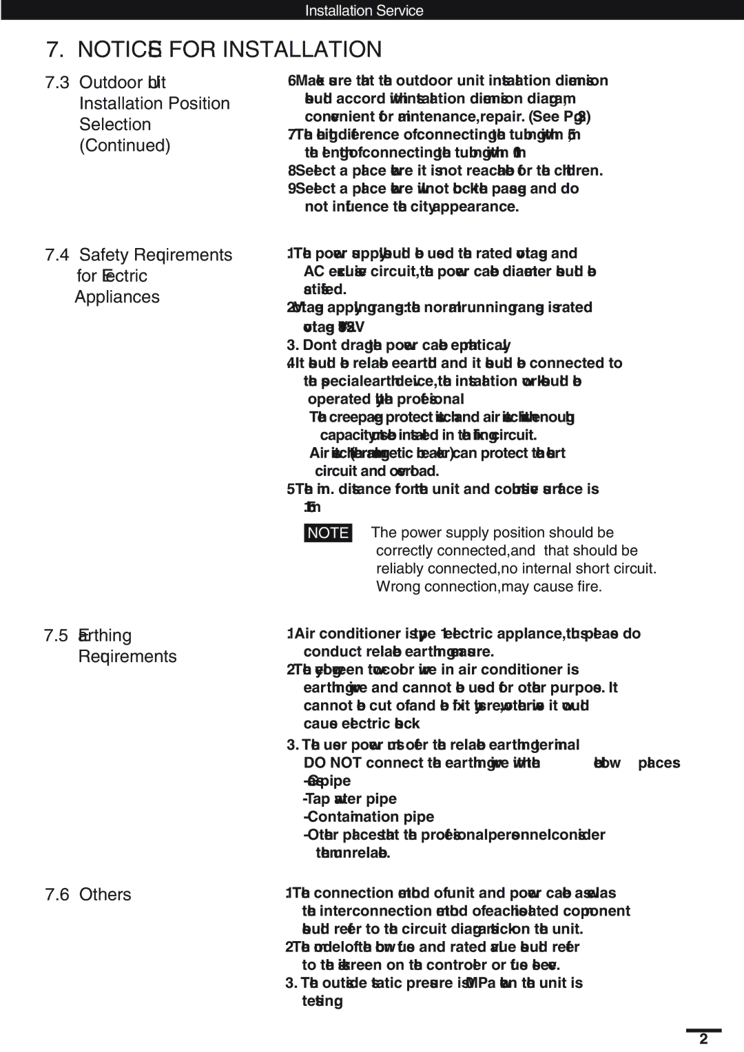 Haier SAP-K18AM, KC18AGH instruction manual Safety Requirements for Electric Appliances, Earthing Requirements Others 