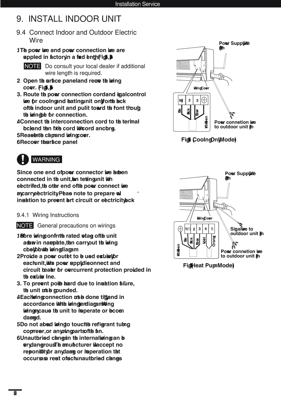 Haier KC18AGH, SAP-K18AM instruction manual Connect Indoor and Outdoor Electric Wire, Wiring Instructions 