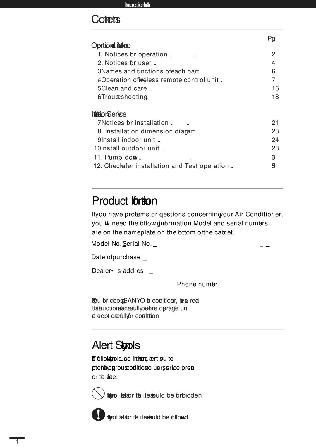 Haier KC18AGH, SAP-K18AM instruction manual Contents 