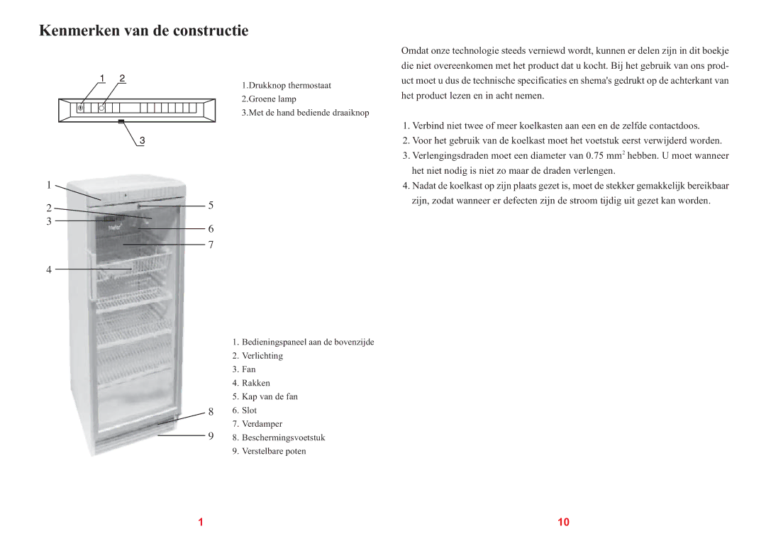 Haier SC-278GA, SC-328GB manual Kenmerken van de constructie 