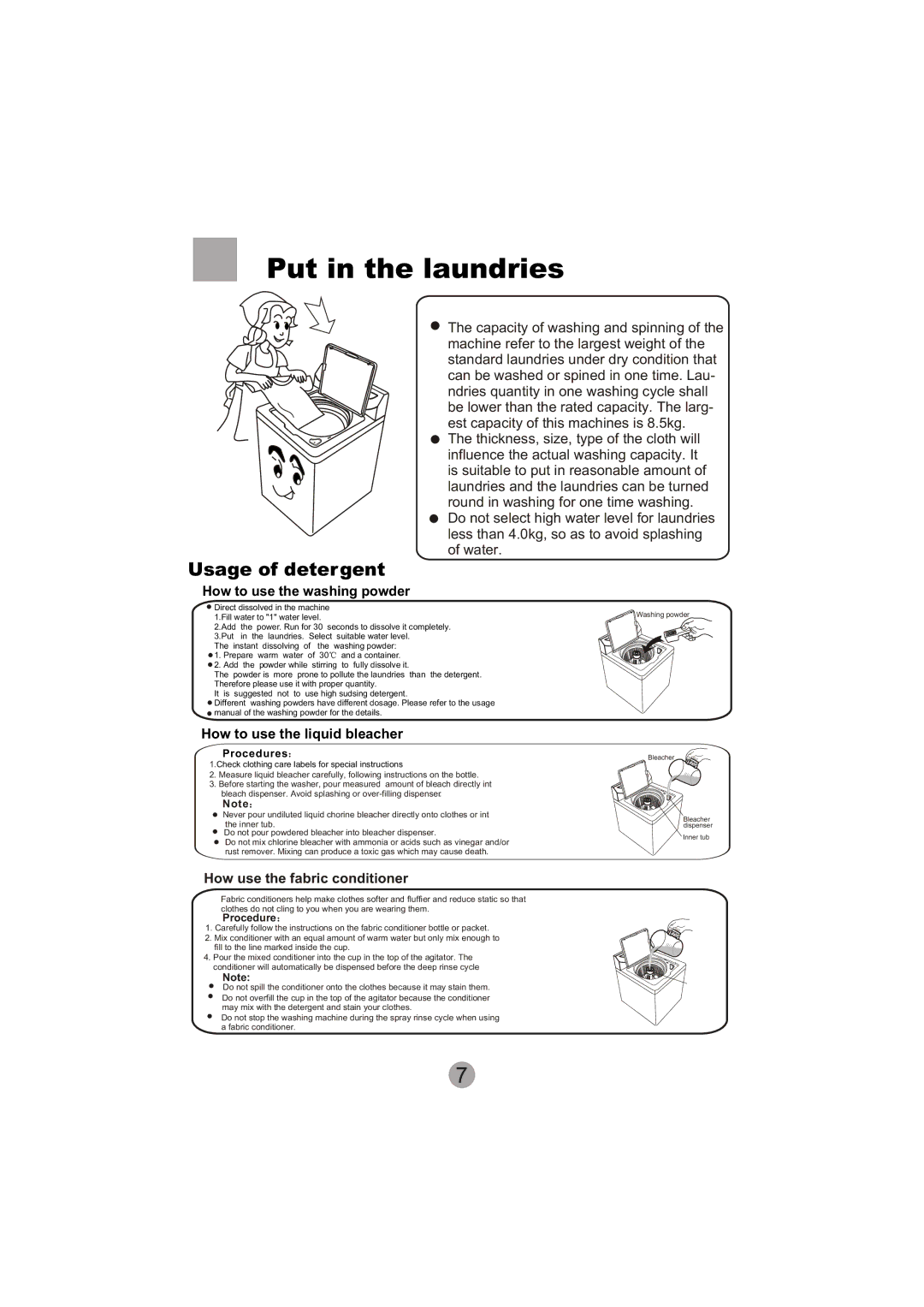 Haier SIG100-97 manual Put in the laundries 