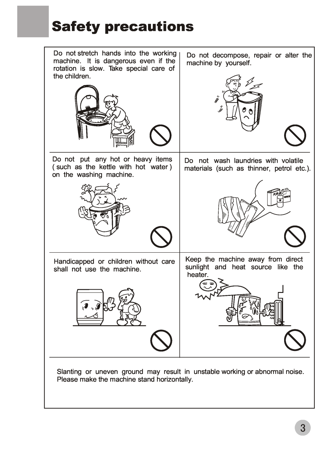 Haier T60-32 user manual Safety precautions, Do not decompose, repair or alter the machine by yourself 