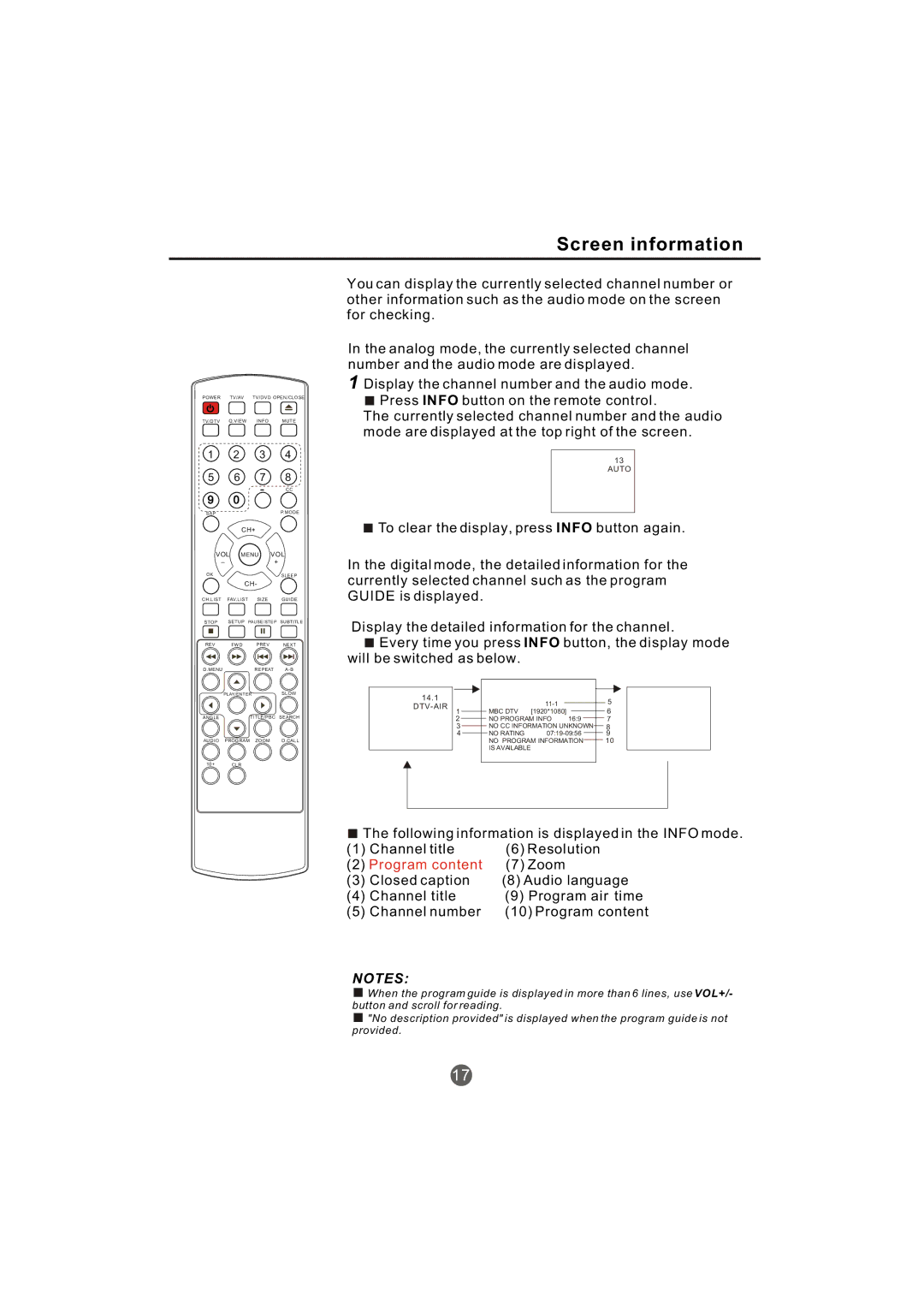 Haier TCR20-A, TCR13-A owner manual Screen information 