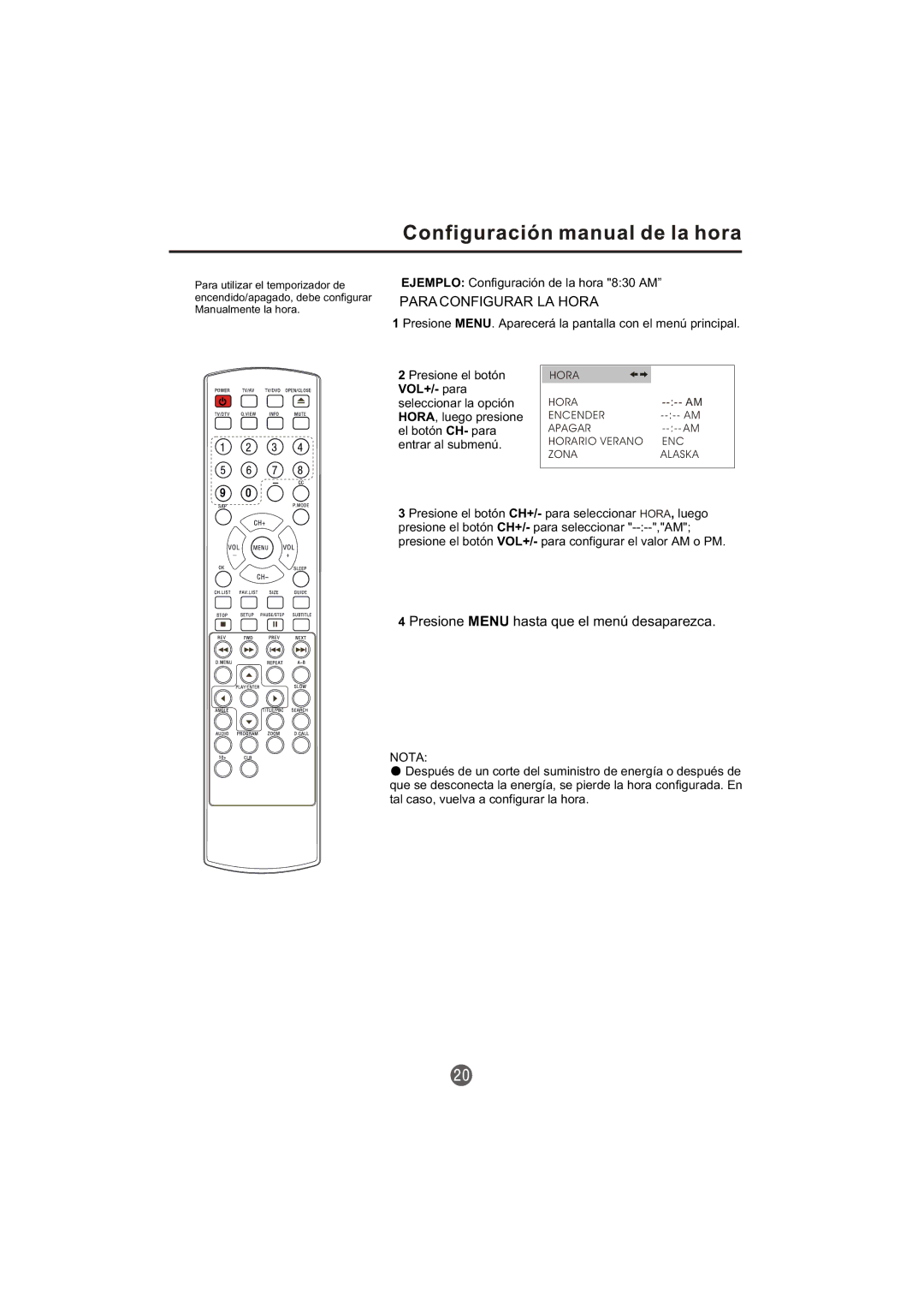 Haier TCR20-A, TCR13-A owner manual Para Configurar LA Hora 