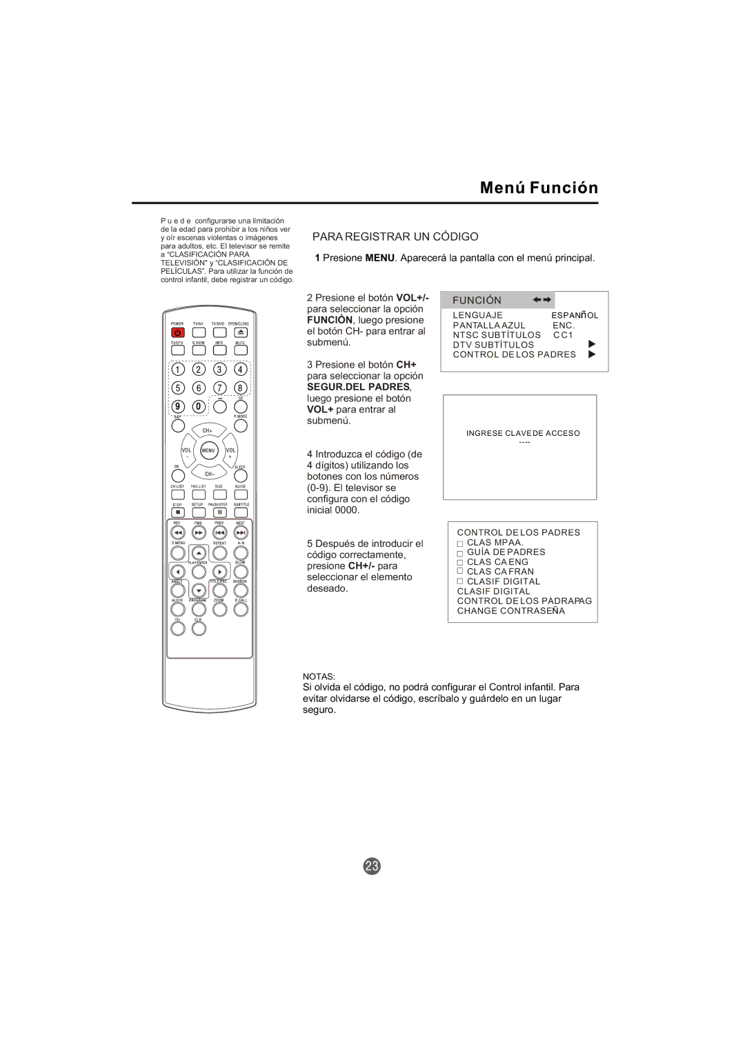 Haier TCR13-A, TCR20-A owner manual Para Registrar UN Código, Introduzca el código de 