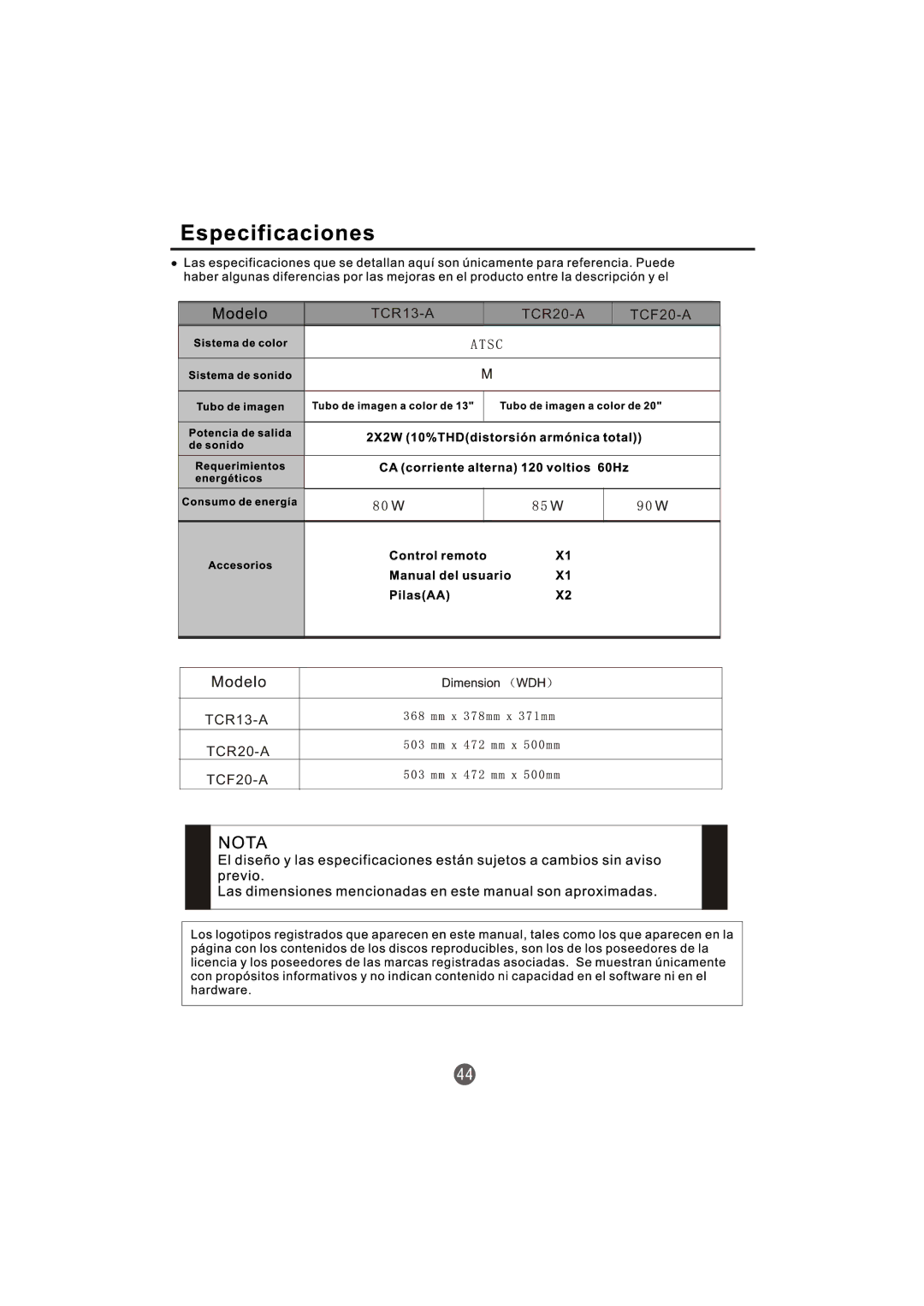 Haier owner manual TCR13-A TCR20-A TCF20-A 