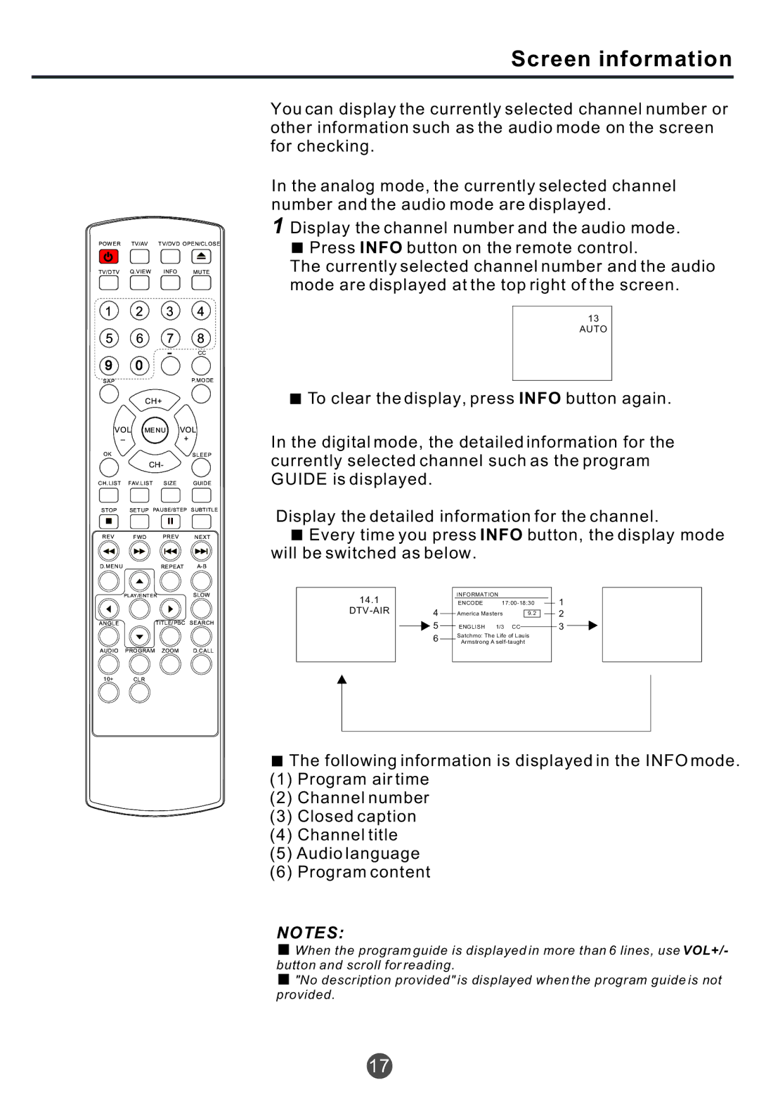 Haier TCR20, TCR13, TCF20 owner manual Screen information 