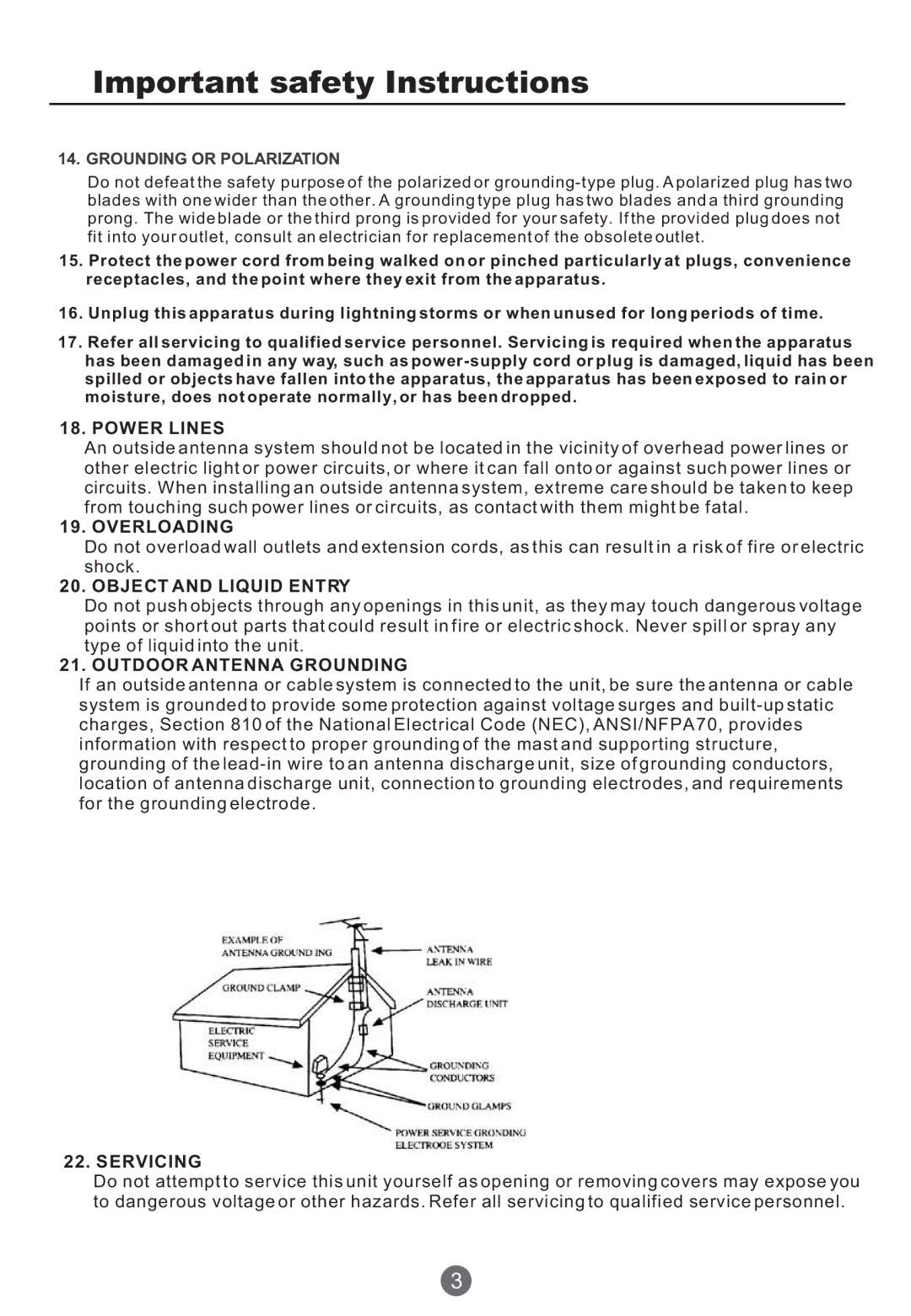 Haier TCR13, TCR20, TCF20 owner manual Important safety Instructions, Grounding or Polarization 