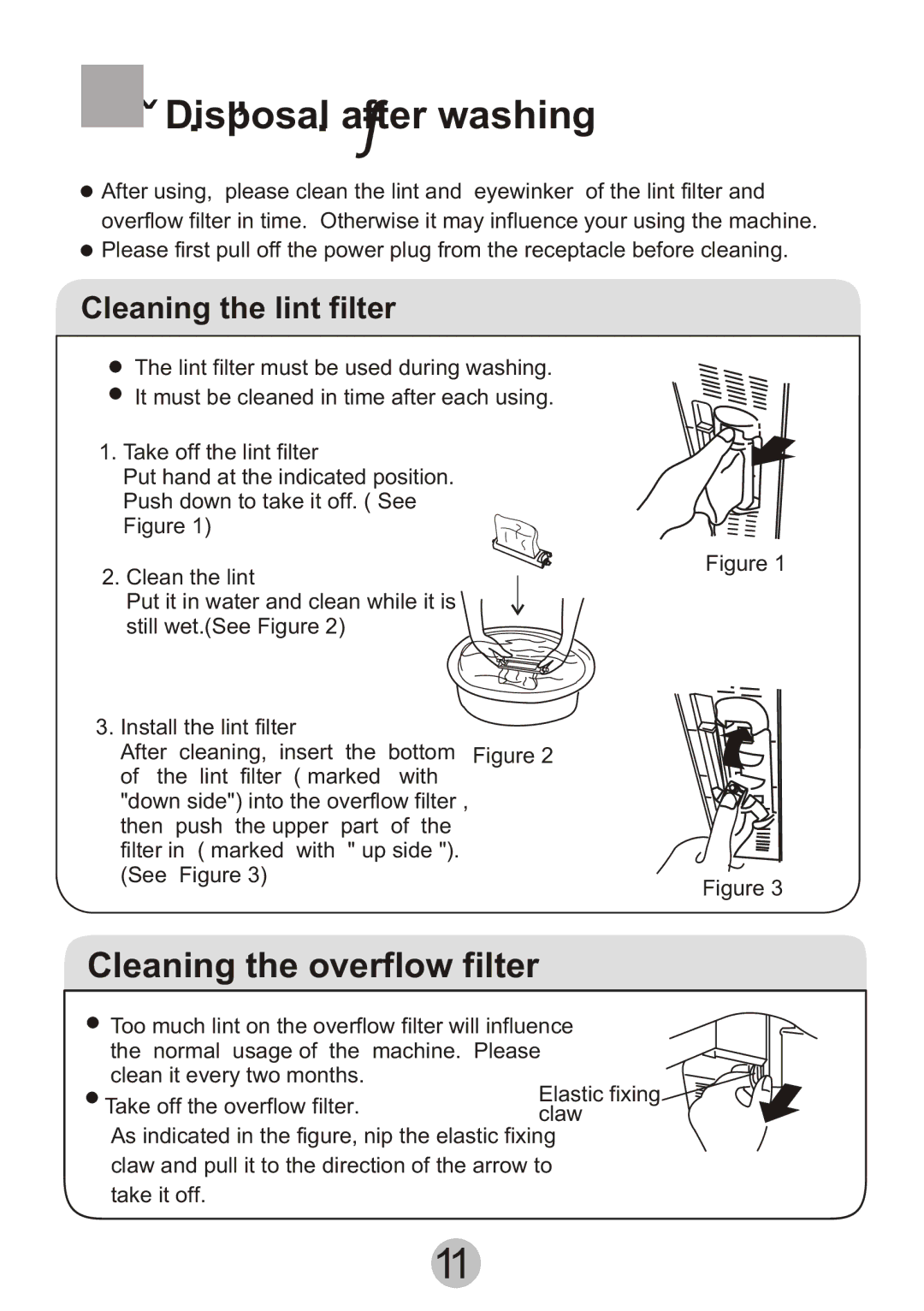 Haier Twi-tub Washing machine user manual ÏDisposal´ º óafter´ washing À í, Cleaning the lint filter 