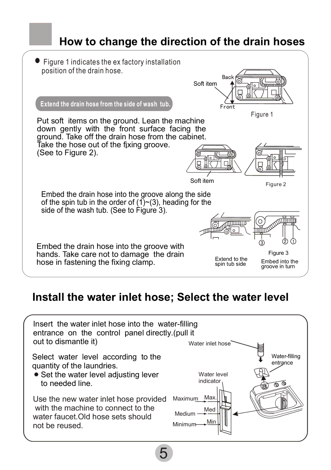 Haier Twi-tub Washing machine user manual How to change the direction of the drain hoses 