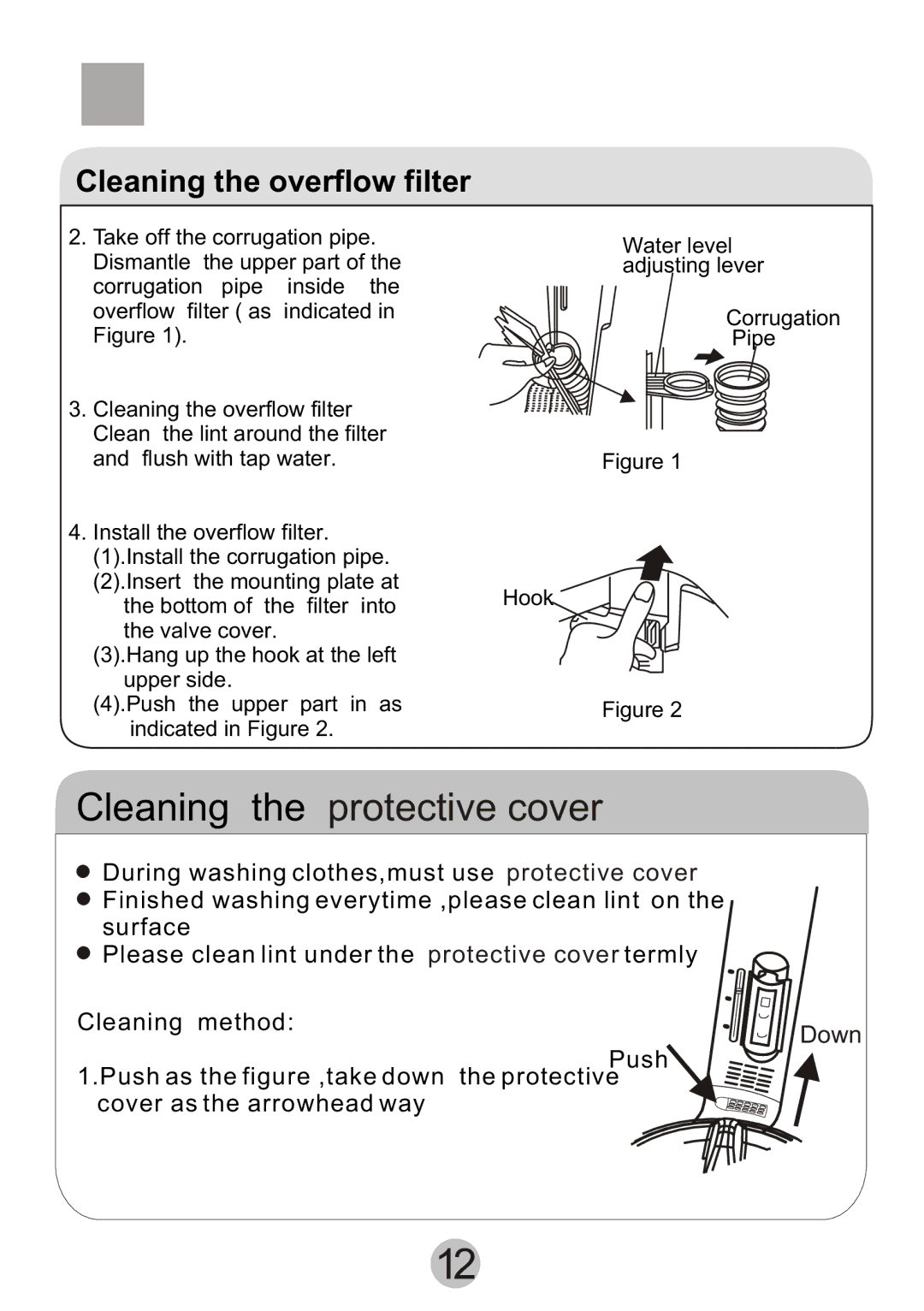 Haier Twin-tub Washing Machine user manual ´ º ó ´ À í, Cleaning the overflow filter 