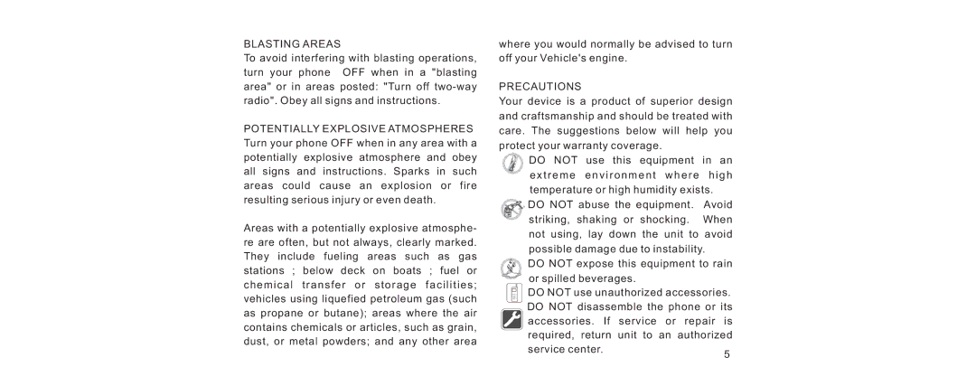 Haier V280 manual Blasting Areas 