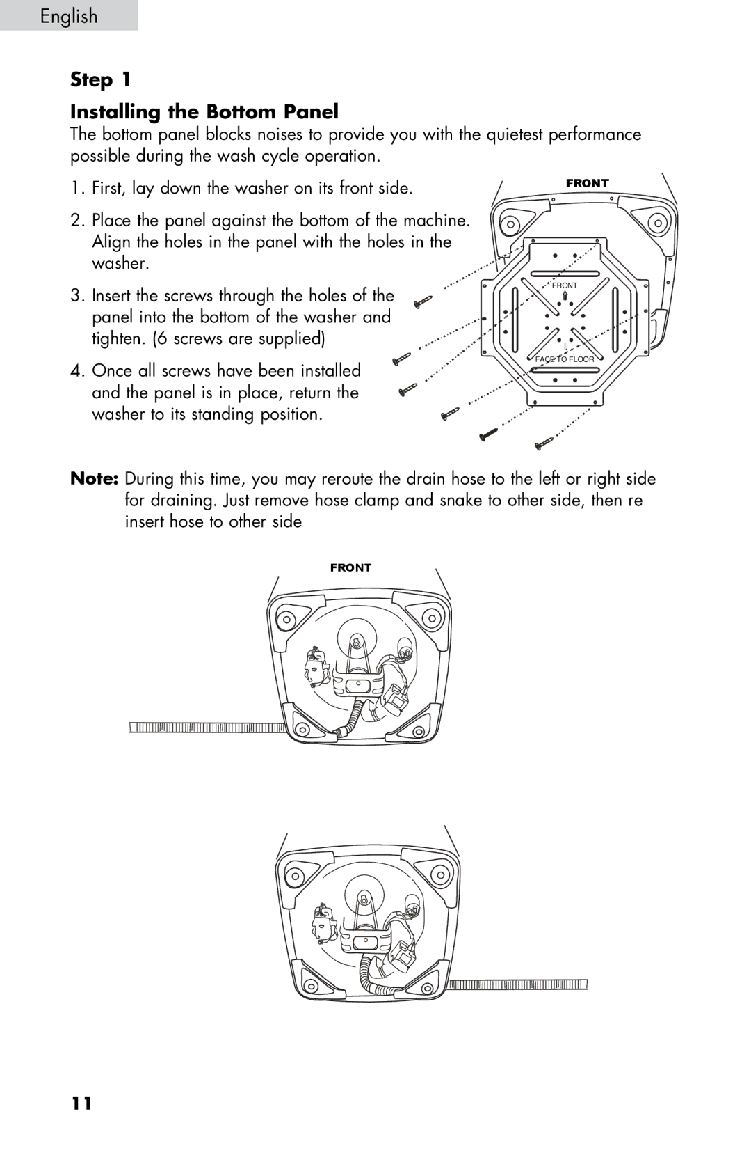 Haier WD-9999-14 user manual Step Installing the Bottom Panel 