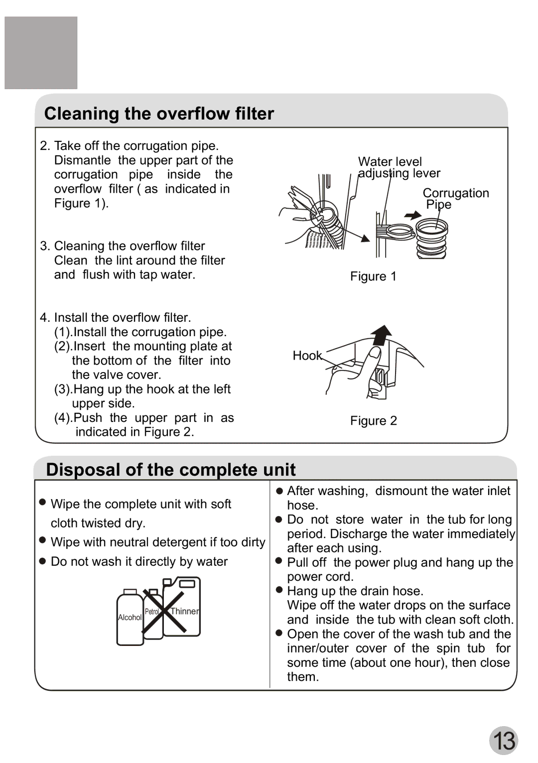 Haier WD55dHSHAT user manual Cleaning the overflow filter 