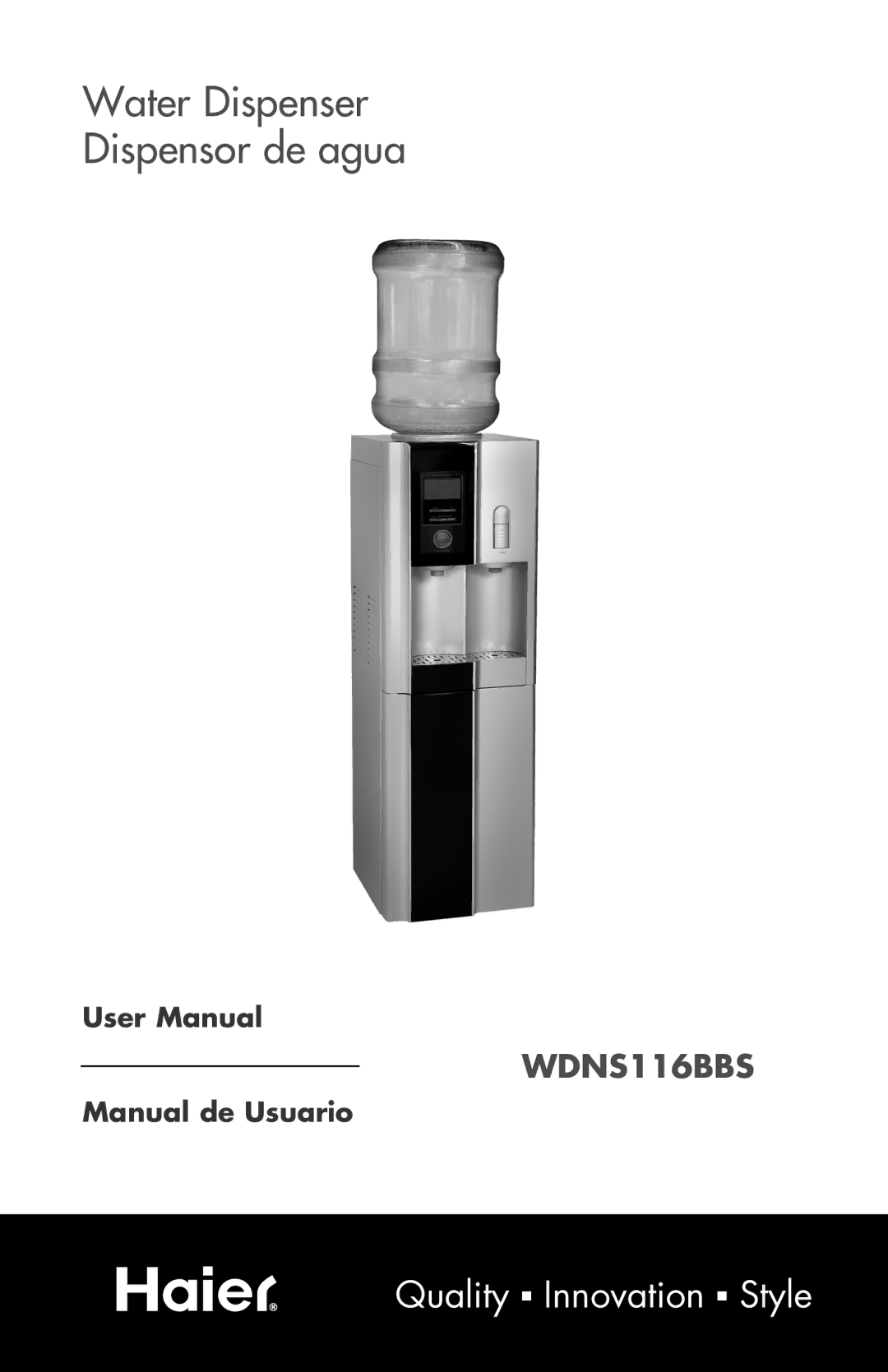 Haier WDNS116BBS user manual Water Dispenser Dispensor de agua 