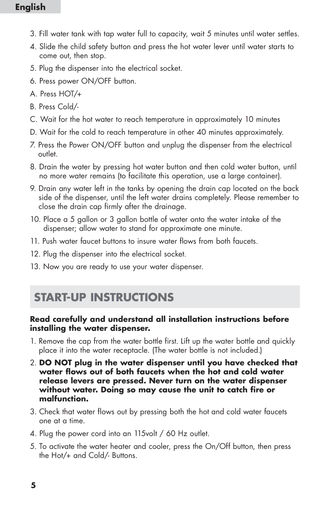 Haier WDNS116BBS user manual START-UP Instructions 