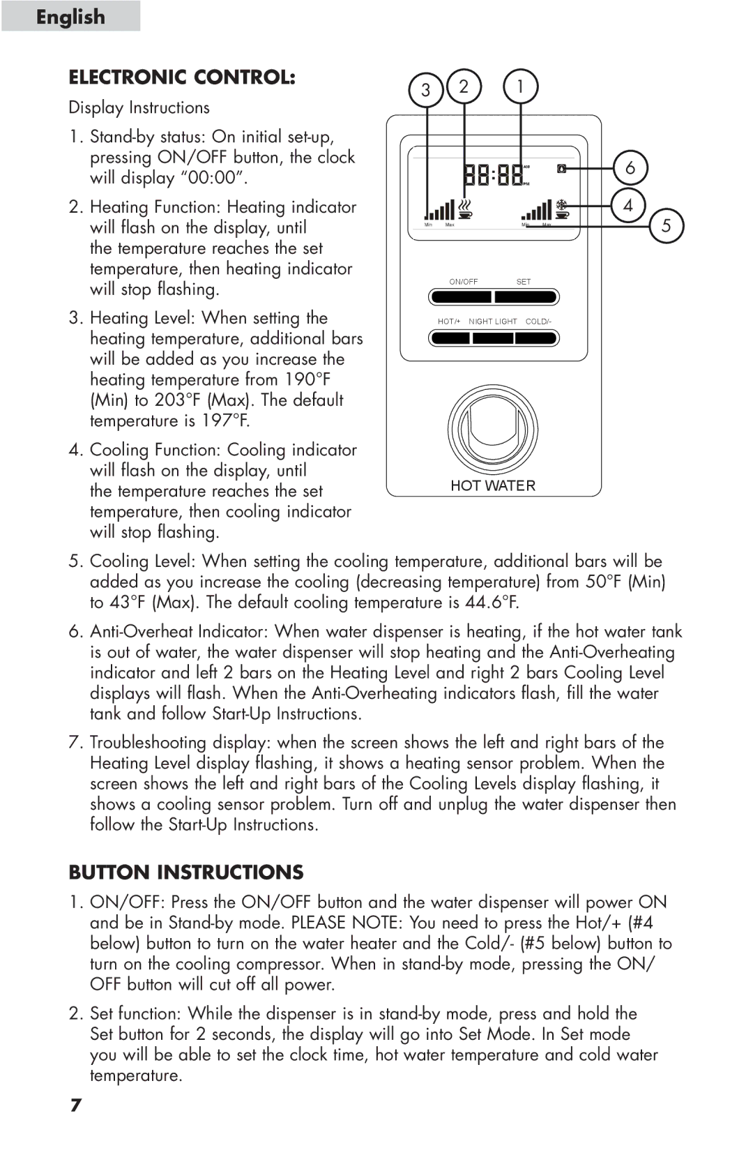 Haier WDNS116BBS user manual Electronic Control, Button Instructions 