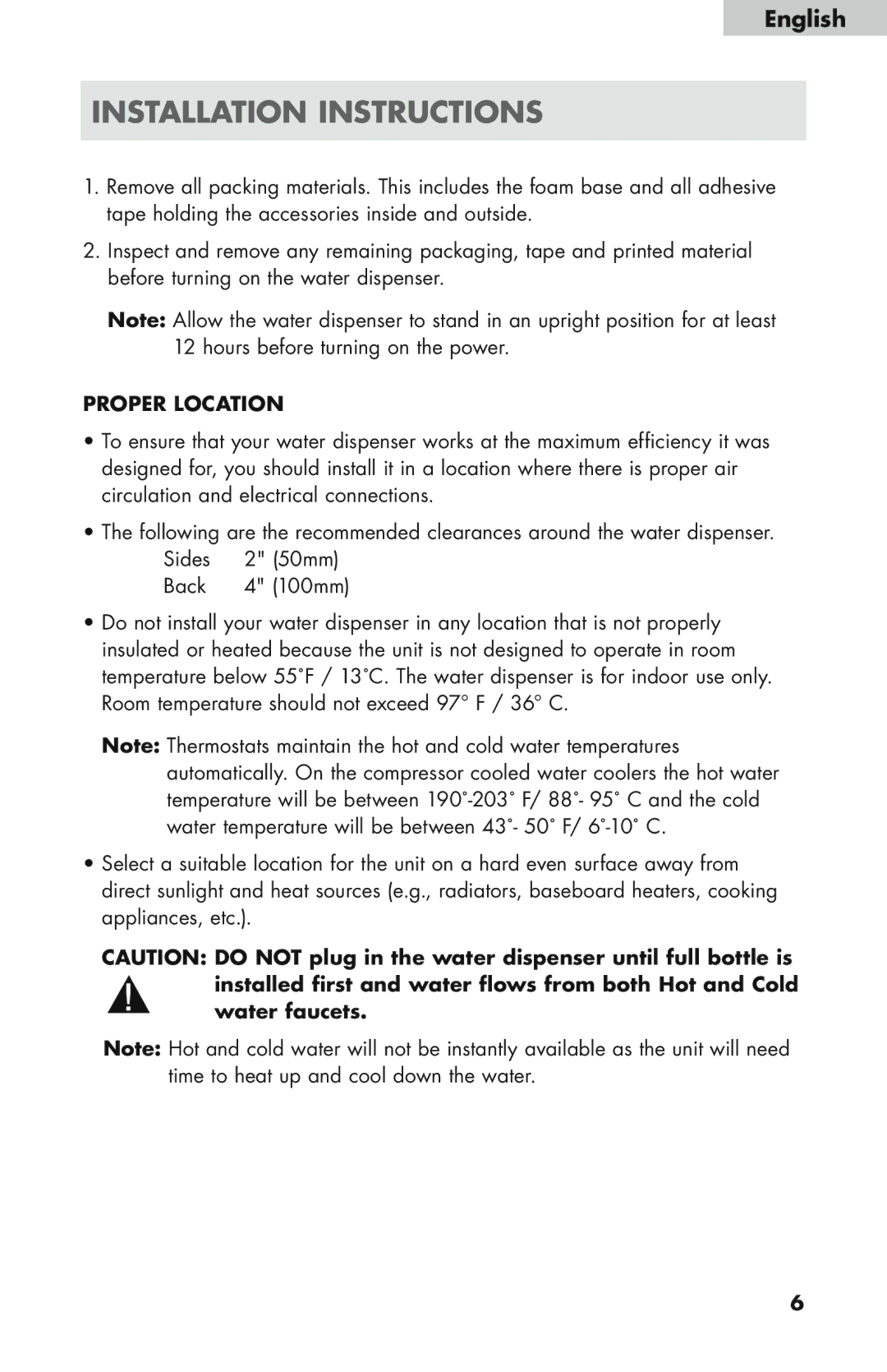 Haier WDNS121SS, WDNS32BW, WDNS115BW user manual Installation Instructions, Proper Location 