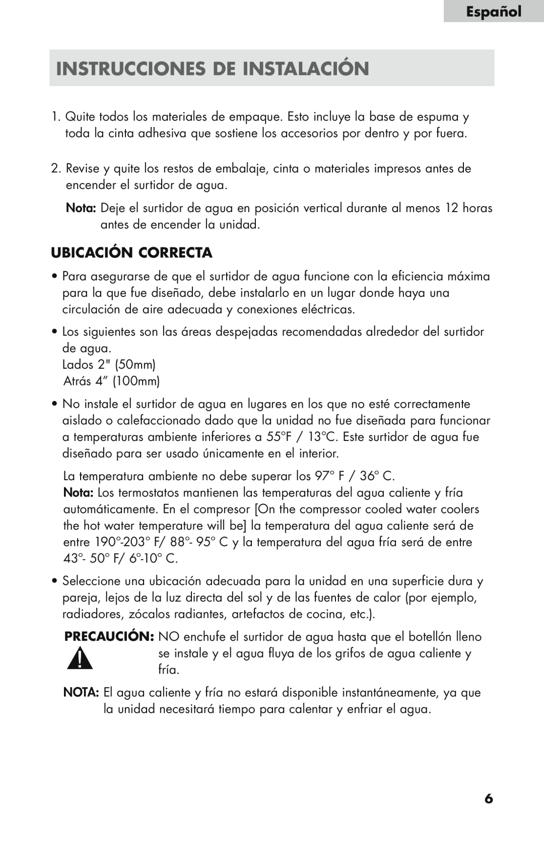 Haier WDNS115BW, WDNS32BW, WDNS121SS user manual Instrucciones De Instalación, Ubicación Correcta, Español 
