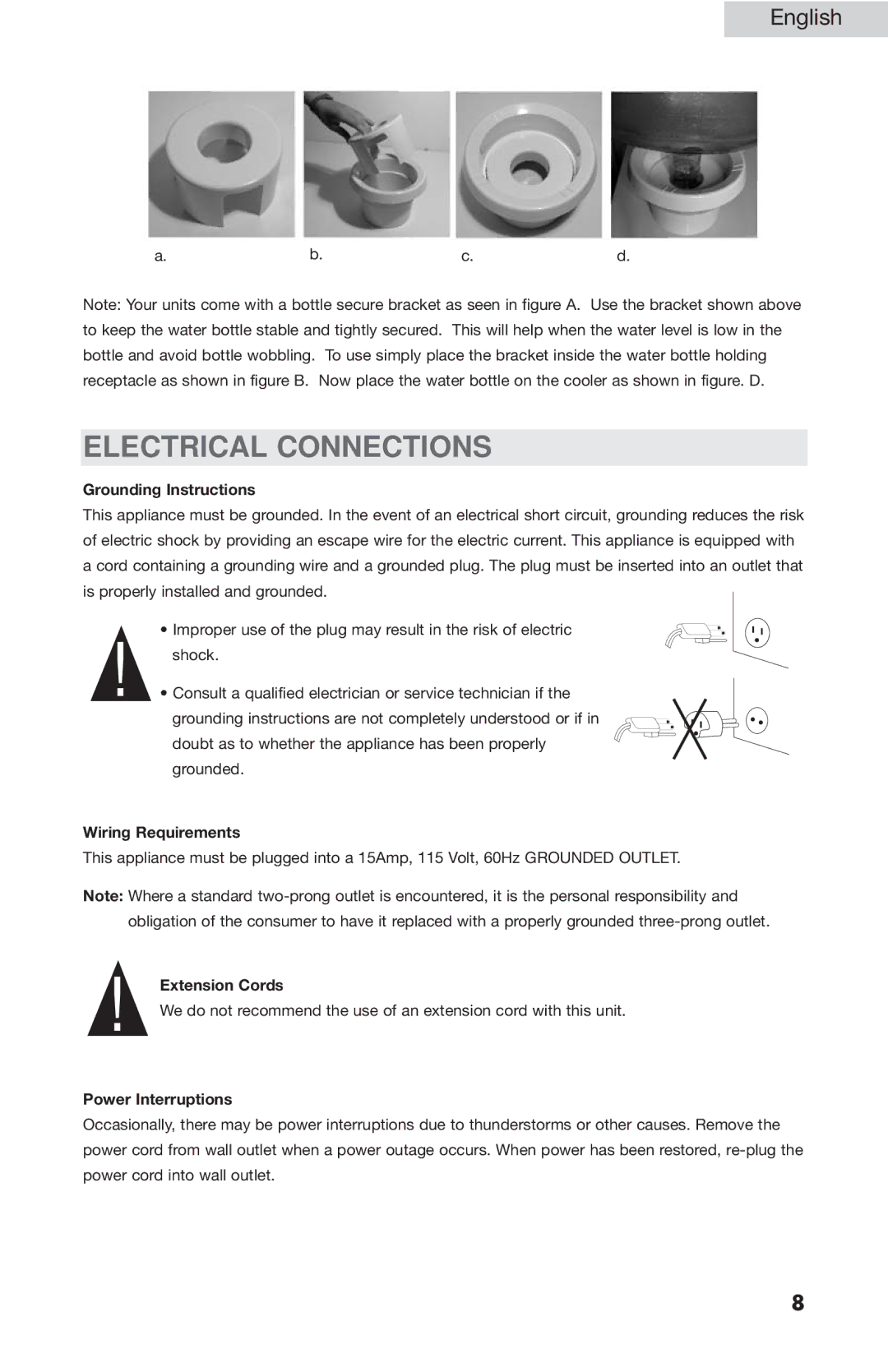 Haier WDNS201SS, WDNSC145, WDNS055 Grounding Instructions, Wiring Requirements, Extension Cords, Power Interruptions 