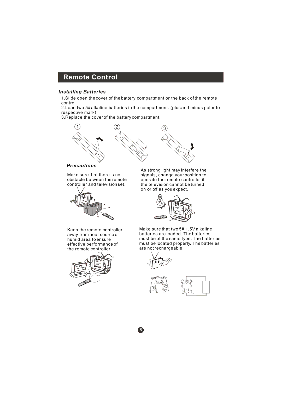 Haier WL19T1, WL22T1 user manual Remote Control, Installing Batteries 