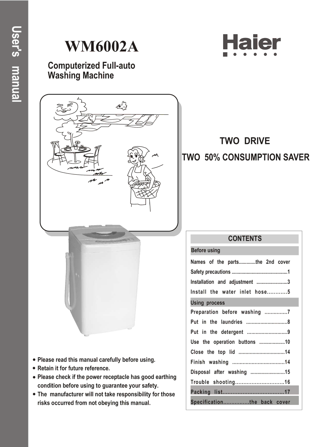 Haier WM6002A user manual 