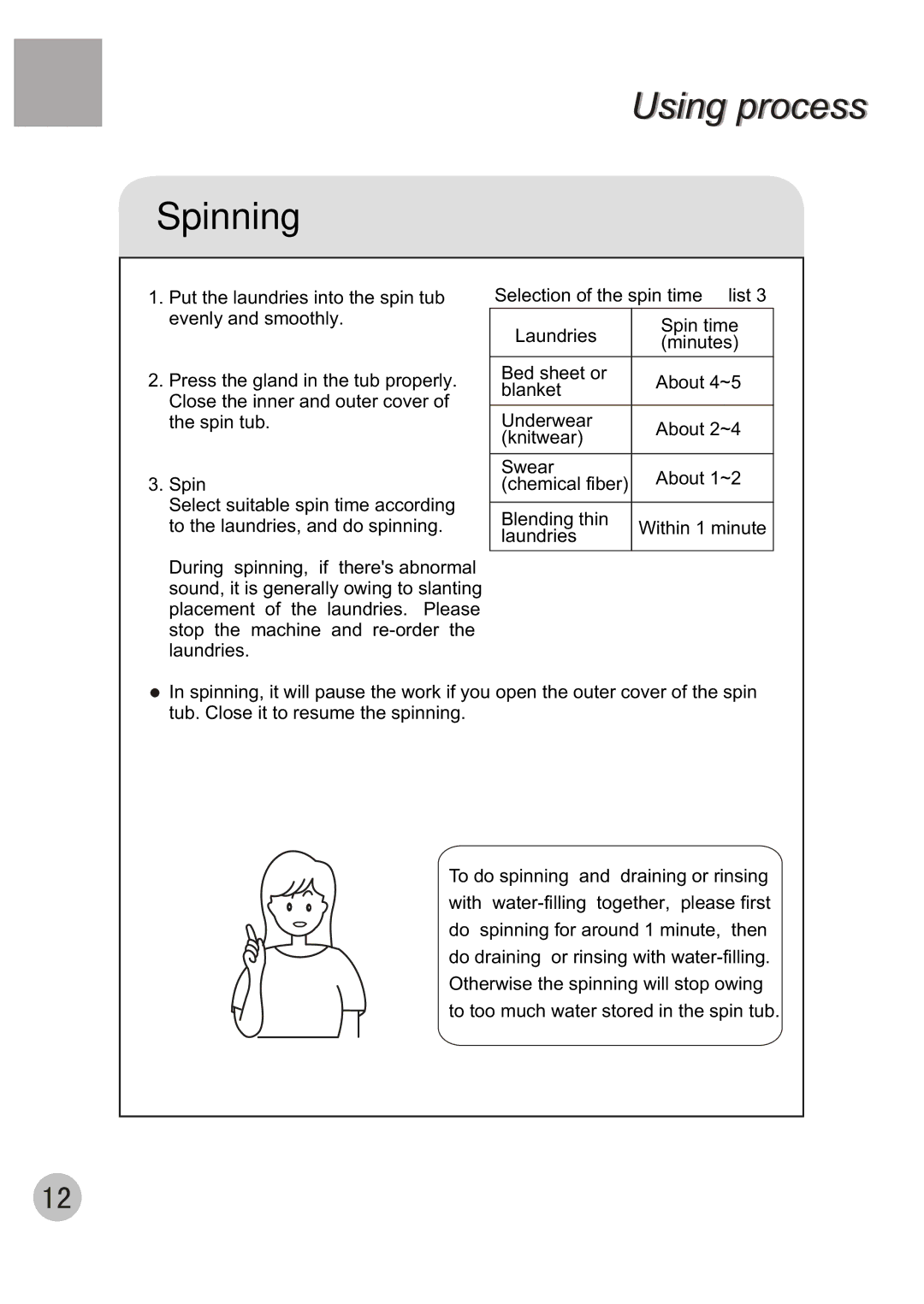 Haier WMS656 user manual Spinning 