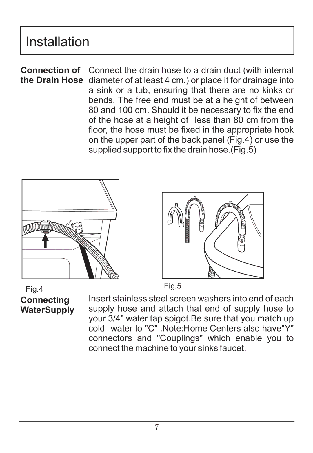 Haier WNA600TX manual Connecting WaterSupply 