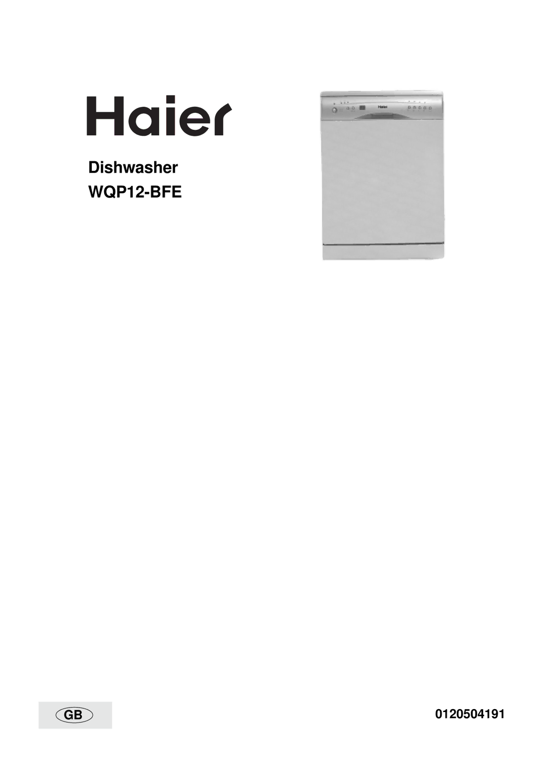 Haier WQP12-BFE manual 0120504191 