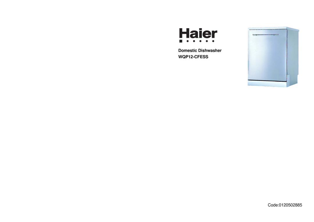 Haier WQP12-CFESS manual Domestic Dishwasher 