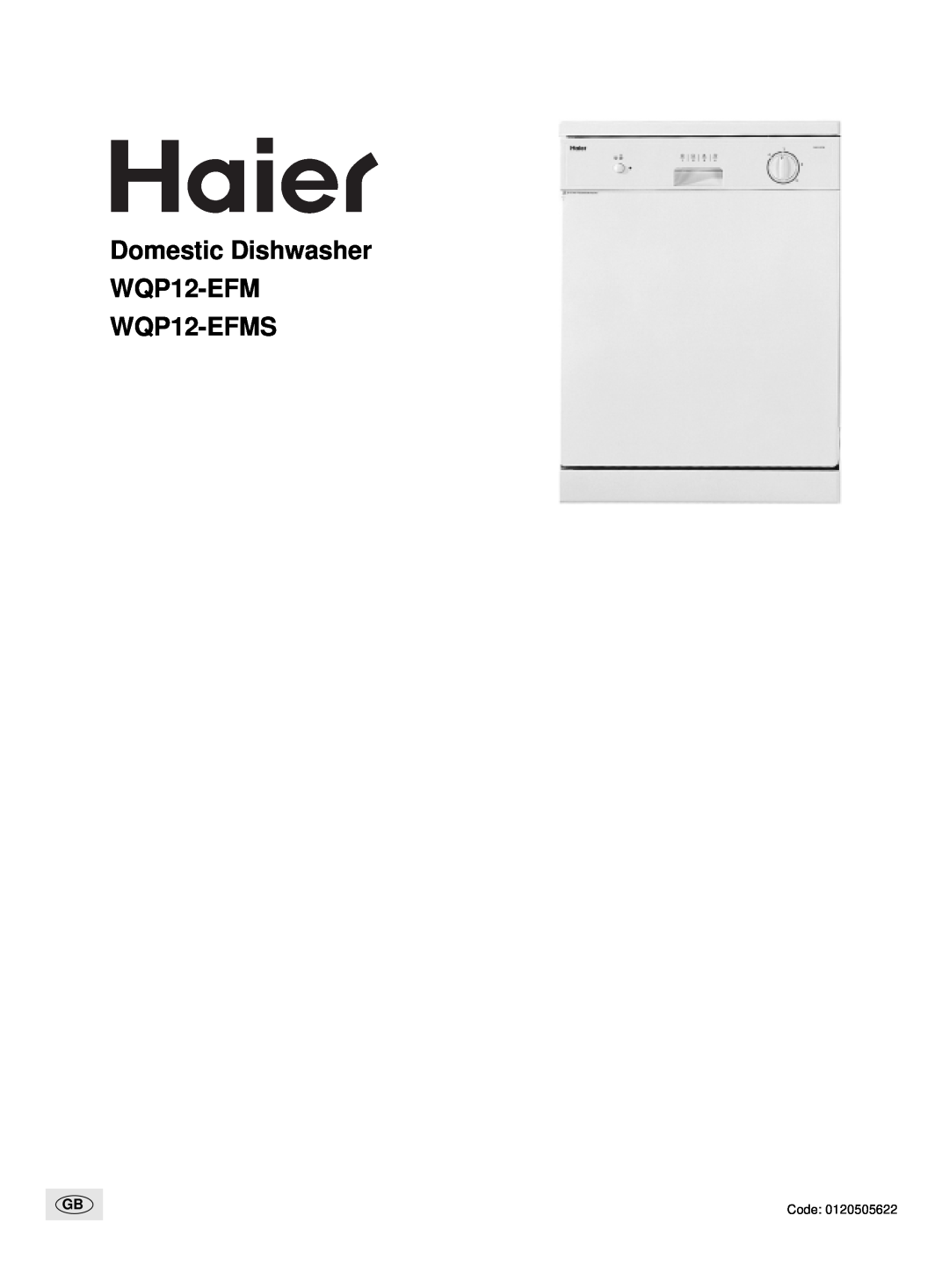 Haier manual Domestic Dishwasher WQP12-EFM WQP12-EFMS 