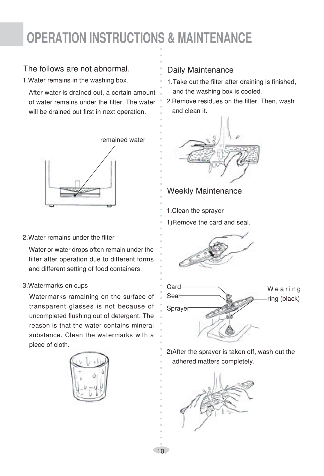 Haier WQP4-2000N user manual Follows are not abnormal, Daily Maintenance, Weekly Maintenance 