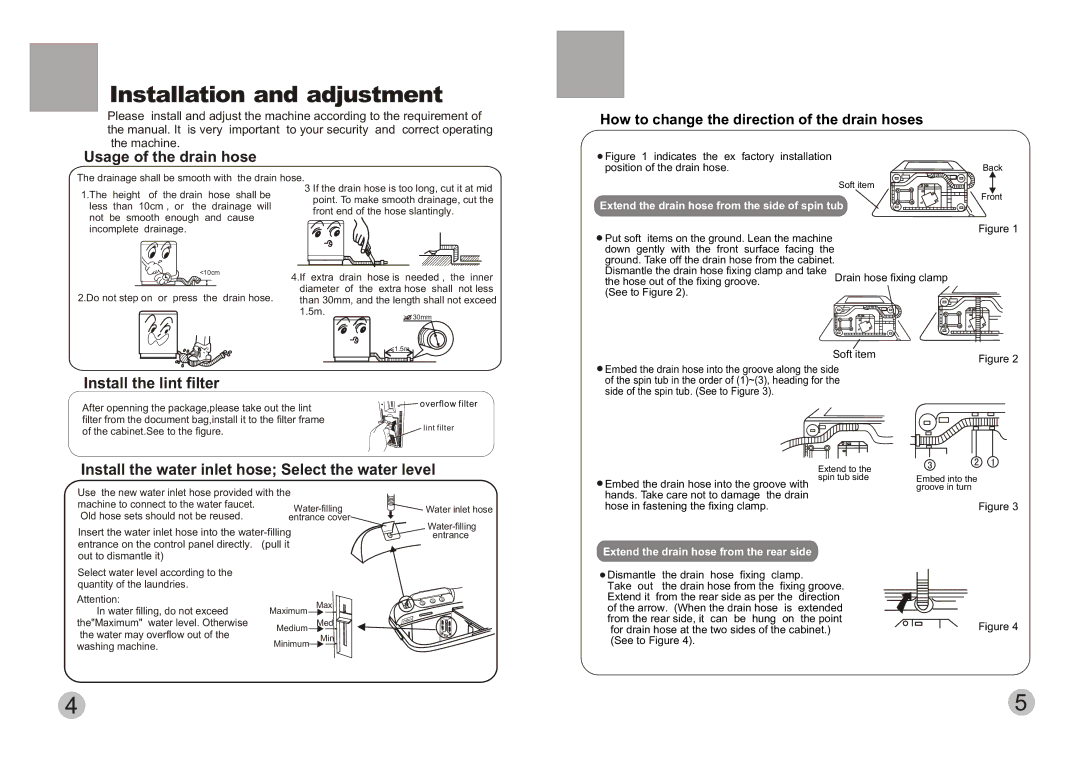 Haier XPB10-LAP user manual Installation and adjustment, Usage of the drain hose 