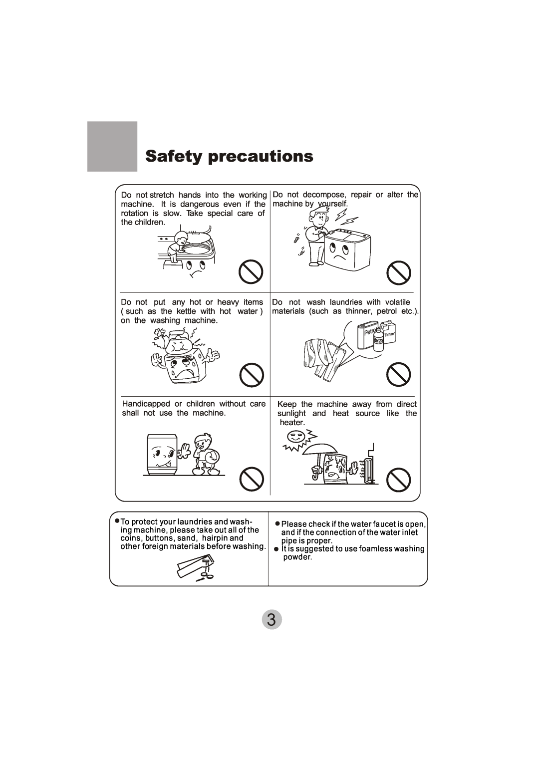 Haier XPB135-LA user manual Safety precautions, Do not decompose, repair or alter the machine by yourself 