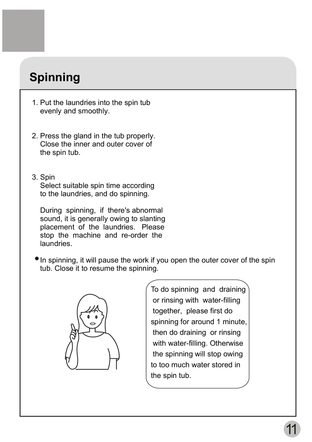 Haier XPB50-ASP user manual Spinning 